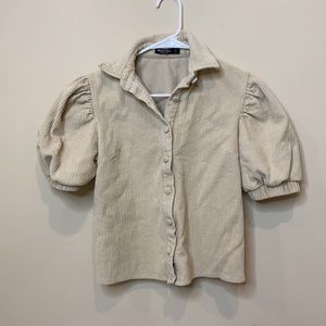 Nasty Gal Corduroy Puff Sleeve Shirt Size 2